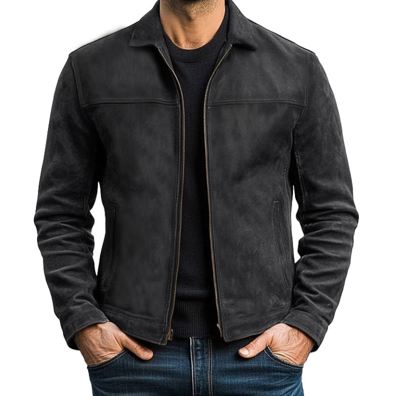 Mens Classic Fashion Cremallera PU Chaqueta de cuero