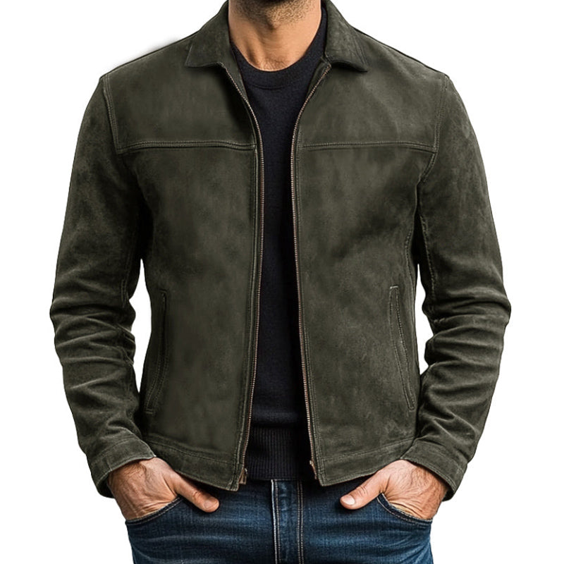 Mens Classic Fashion Cremallera PU Chaqueta de cuero
