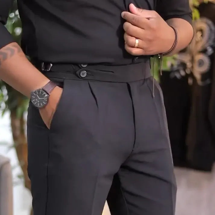 Pantalones de traje Napoli slim fit para hombre, elásticos