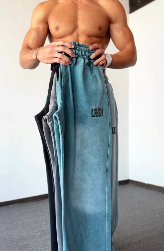 Pantalones de pata ancha holgados con degradado a juego para hombre