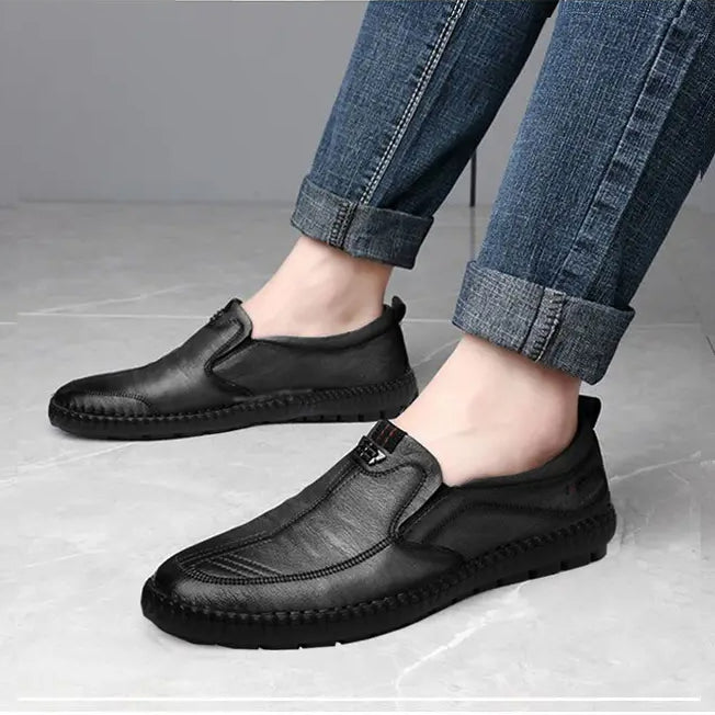 Zapatos casuales de cuero genuino para hombres
