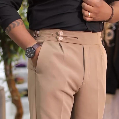 Pantalones de traje Napoli slim fit para hombre, elásticos